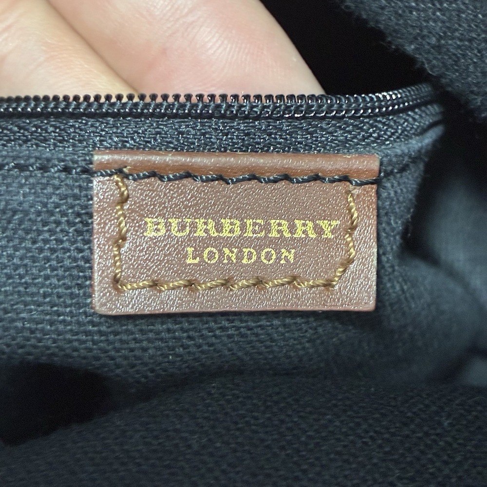 Burberry Leather Haymarket Check Horn Toggle Shoulder Bag Purse Brown Colorway - Picture 9 of 16